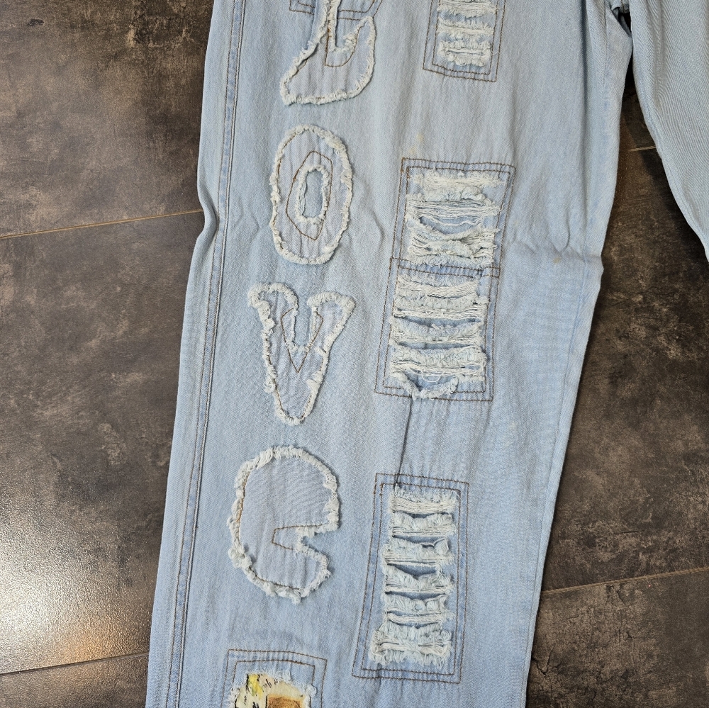 Light Blue Patchwork Jeans - Picture 2 of 5